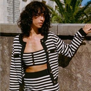 Striped Black and White knit bra Crop Top